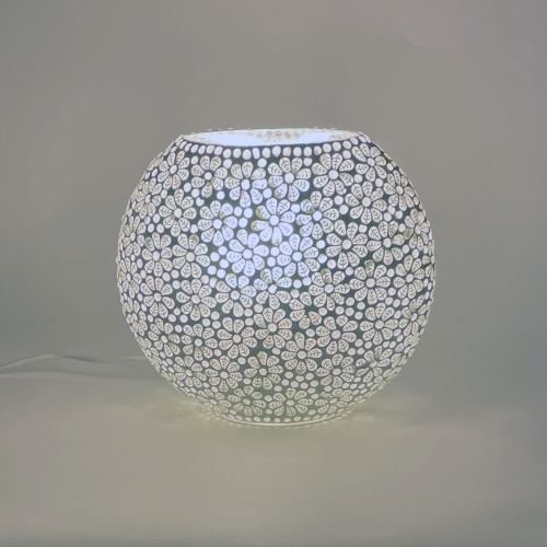 Lampada da tavolo in vetro mosaicata White Daisy h. 23 cm.