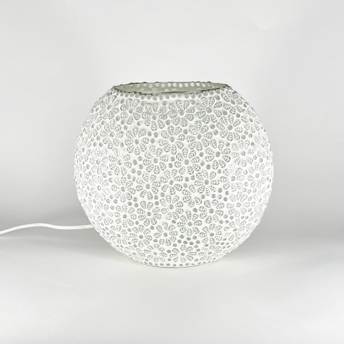 Lampada da tavolo in vetro mosaicata White Daisy h. 23 cm.