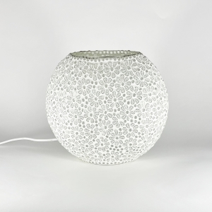 Lampada da tavolo in vetro mosaicata White Daisy h. 23 cm.
