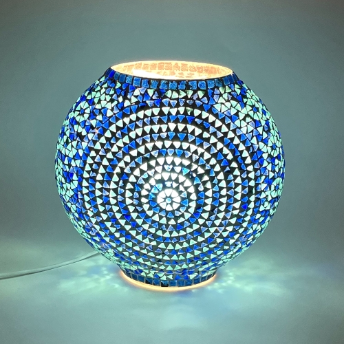Lampada da tavolo in vetro mosaicata Blue Sauna h. 32 cm.