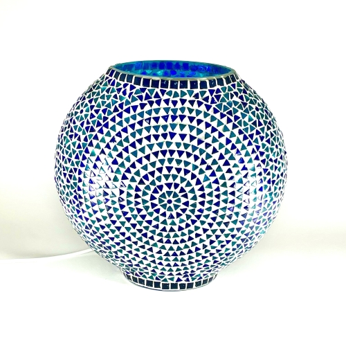 Lampada da tavolo in vetro mosaicata Blue Sauna h. 32 cm.