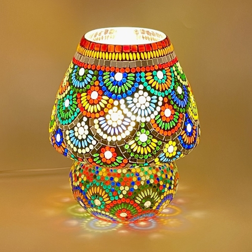 Lampada da tavolo in vetro mosaicata Magic Rings h. 64 cm.