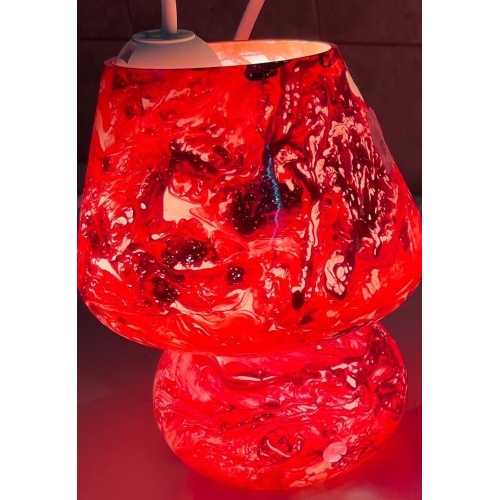 Lampada da tavolo in vetro dipinta Virgo h. 23 cm.