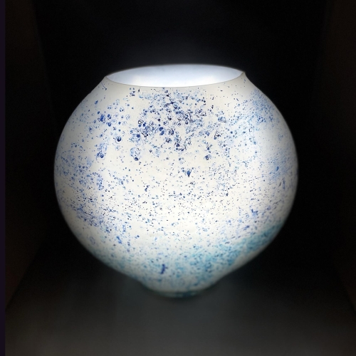 Atlante Handmade Lamp in painted glass h. 32 cm.