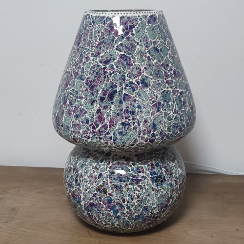 Lampada da tavolo in vetro mosaicata Lavander Garden h. 64 cm.