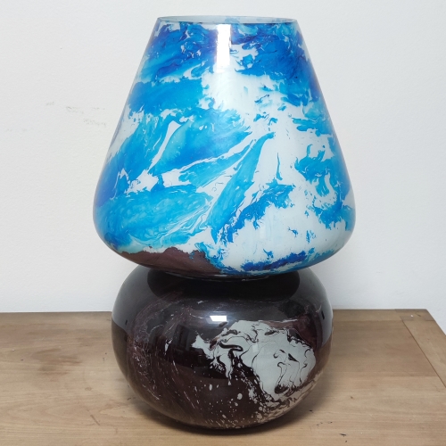 Lampada da tavolo in vetro dipinta Neptune h. 64 cm.