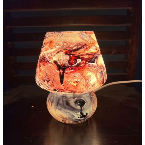 Lampada da tavolo in vetro dipinta Marmo h. 17 cm.