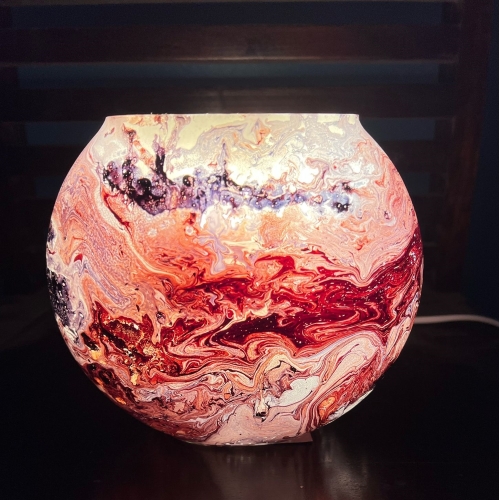 Lampada da tavolo in vetro dipinta Marmo h. 23 cm.