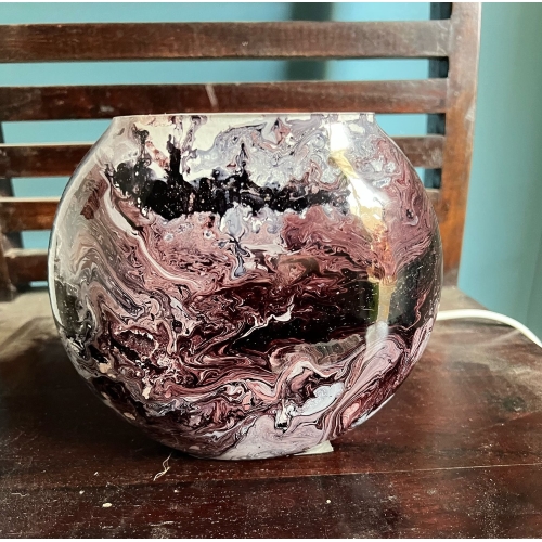 Lampada da tavolo in vetro dipinta Marmo h. 23 cm.