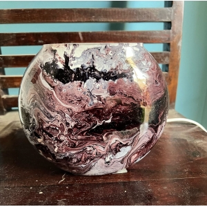Lampada da tavolo in vetro dipinta Marmo h. 23 cm.