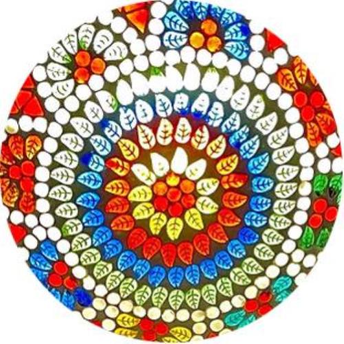 Lampada da tavolo in vetro mosaicata Colored mandala h. 45 cm.