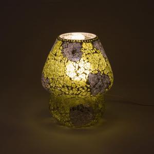 Lampada da tavolo in vetro mosaicata Yellow Craquelè h. 17 cm.