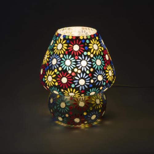 Lampada da tavolo in vetro mosaicata Mirror Daisy h. 17 cm.