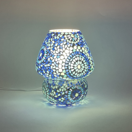 Lampada da tavolo in vetro mosaicata Blue Moon h. 17 cm.