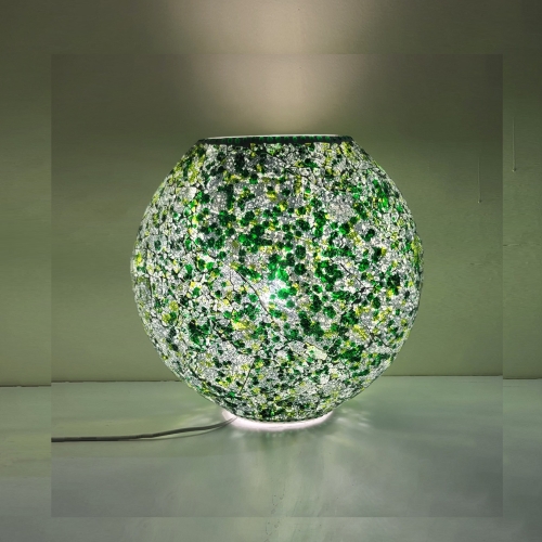 Lampada da tavolo in vetro mosaicata Forest Glow h. 17 cm.