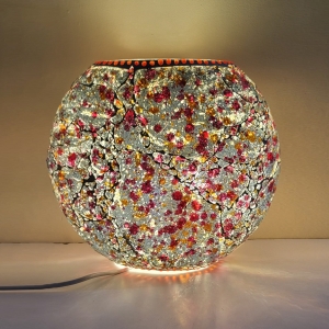 Lampada da tavolo in vetro mosaicata Blossom Glow h. 32 cm.
