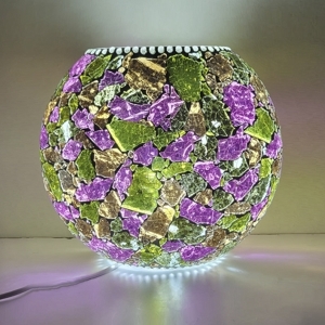 Lampada da tavolo in vetro dipinta Tropical Bloom h. 32 cm.
