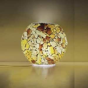 Lampada da tavolo in vetro mosaicata Amber Flame h. 23 cm.