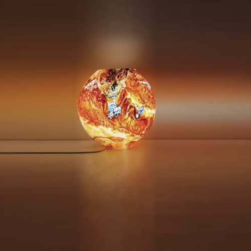 Lampada da tavolo in vetro dipinta Solar Flare h. 17 cm.