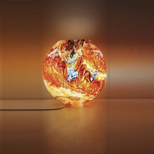 Lampada da tavolo in vetro dipinta Solar Flare h. 23 cm.