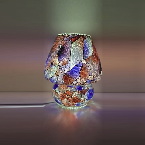 Lampada da tavolo in vetro dipinta Velvet Sky h. 17 cm.