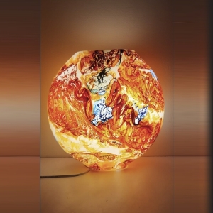 Lampada da tavolo in vetro dipinta Solar Flare h. 32 cm.