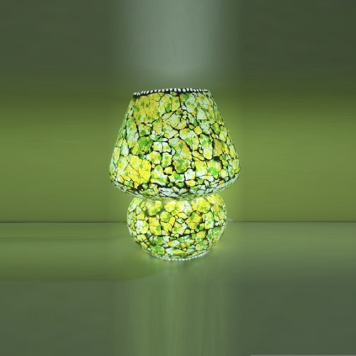 Lampada da tavolo in vetro mosaicata Green Glow h. 23 cm.