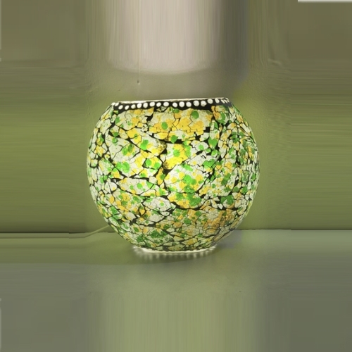 Lampada da tavolo in vetro mosaicata Green Glow h. 23 cm.