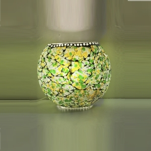 Lampada da tavolo in vetro mosaicata Green Glow h. 17 cm.