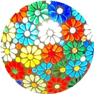Lampada da tavolo in vetro mosaicata Flower Garden h. 45 cm.