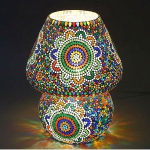 Lampada da tavolo in vetro mosaicata Colored mandala h. 17 cm.