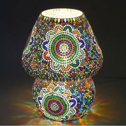 Lampada da tavolo in vetro mosaicata Colored mandala h. 23 cm.