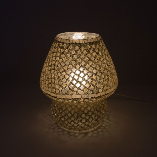 Lampada da tavolo in vetro mosaicata Gold Reflection h. 64 cm.