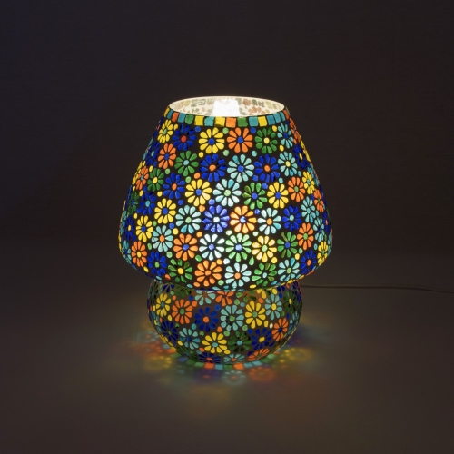 Lampada da tavolo in vetro mosaicata Flower Garden h. 64 cm.