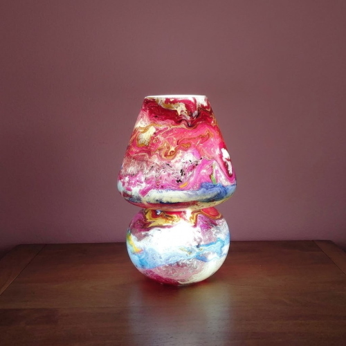 Pyxis Handmade Lamp in painted glass h. 23 cm.