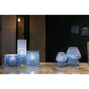 Blue Sauna Handmade Lamp in mosaic glass h. 32 cm.