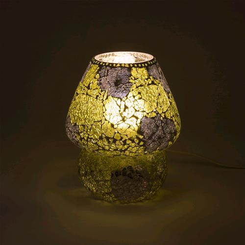 Lampada da tavolo in vetro mosaicata Yellow Craquelè h. 17 cm.