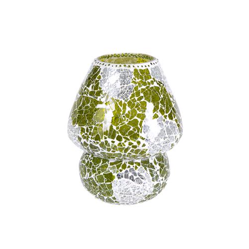 Lampada da tavolo in vetro mosaicata Yellow Craquelè h. 23 cm.