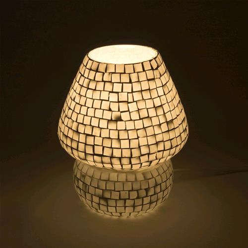 Lampada da tavolo in vetro mosaicata The White Bride h. 23 cm.