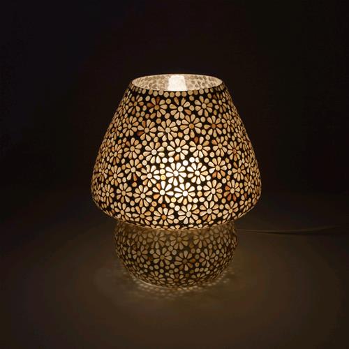 Yellow Daisy Handmade Lamp in mosaic glass h. 32 cm.