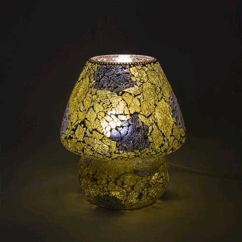 Lampada da tavolo in vetro mosaicata Yellow Craquelè h. 32 cm.