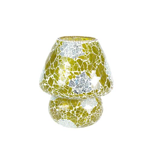 Lampada da tavolo in vetro mosaicata Yellow Craquelè h. 32 cm.