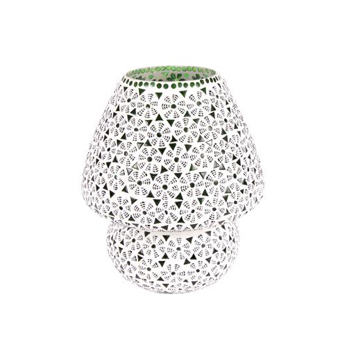 Lampada da tavolo in vetro mosaicata Green Daisy h. 32 cm.