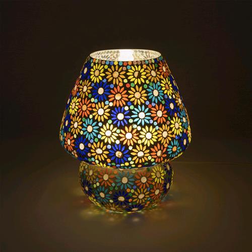 Lampada da tavolo in vetro mosaicata Mirror Daisy h. 32 cm.