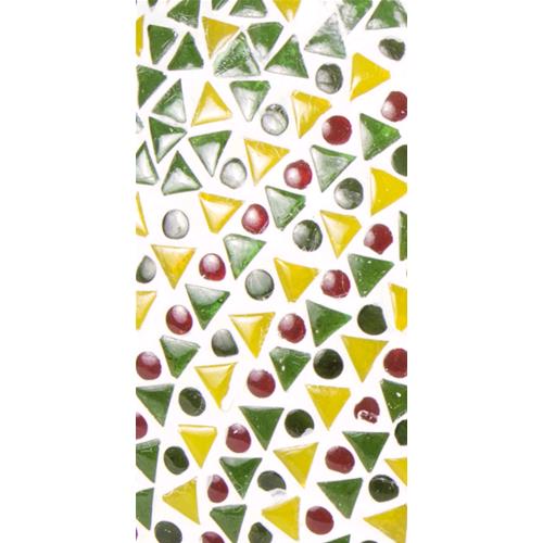 Lampada da tavolo in vetro mosaicata verde e gialla h. 32 cm.