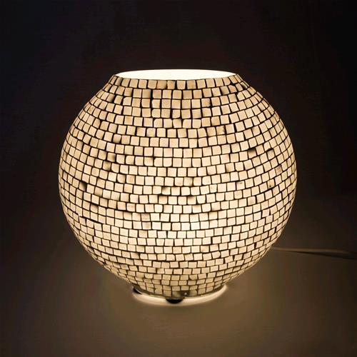 Lampada da tavolo in vetro mosaicata The White Bride h. 32 cm.