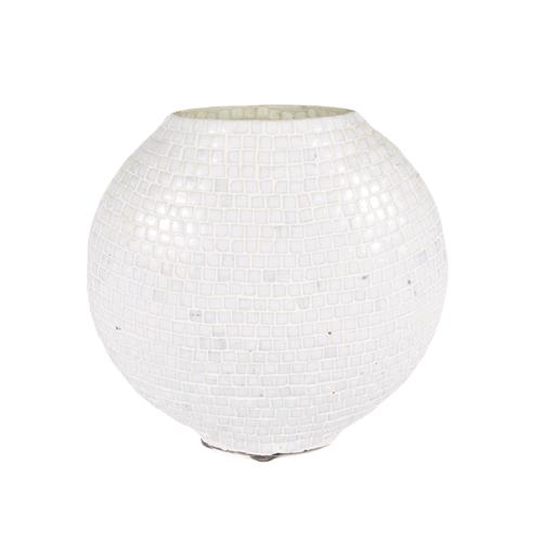 Lampada da tavolo in vetro mosaicata The White Bride h. 32 cm.