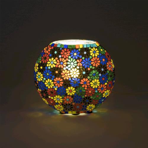 Lampada da tavolo in vetro mosaicata Flower garden h. 23 cm.