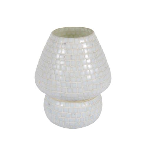 Lampada da tavolo in vetro mosaicata The White Bride h. 23 cm.